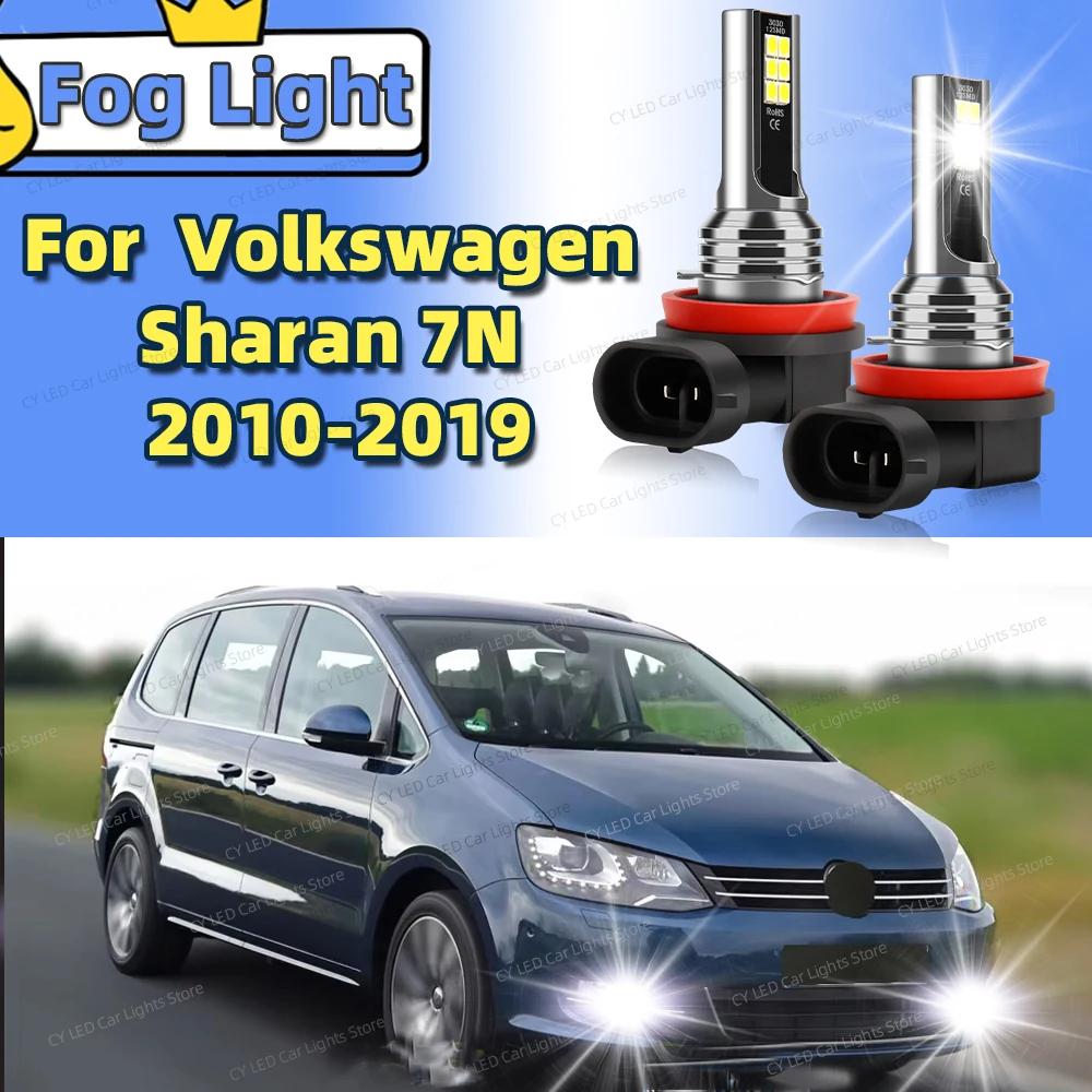 

2 шт., автомобильные передние противотуманные лампы для Volkswagen Sharan 7N 2010 2011 2012 2013 2014 2015 2016 17 18 2019 6000K Canbus