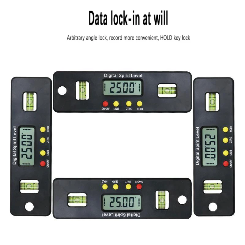 100/150/200mm Digital Protractor Inclinometer Level Box Waterproof Angle Finder Measure Bevel Box Goniometer Magnet Gauge Ruler