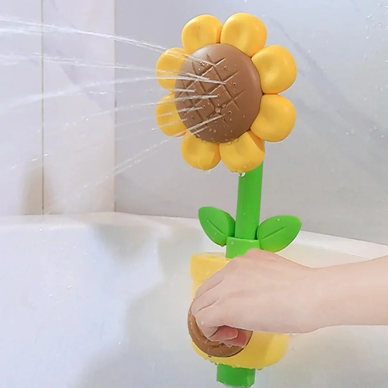 Jouet de bain douche tournesol pour bébé, tête d'arrosage, douche à pulvérisation d'eau, piscine, boule de bain avec dispositif manuel, cadeau pour enfants