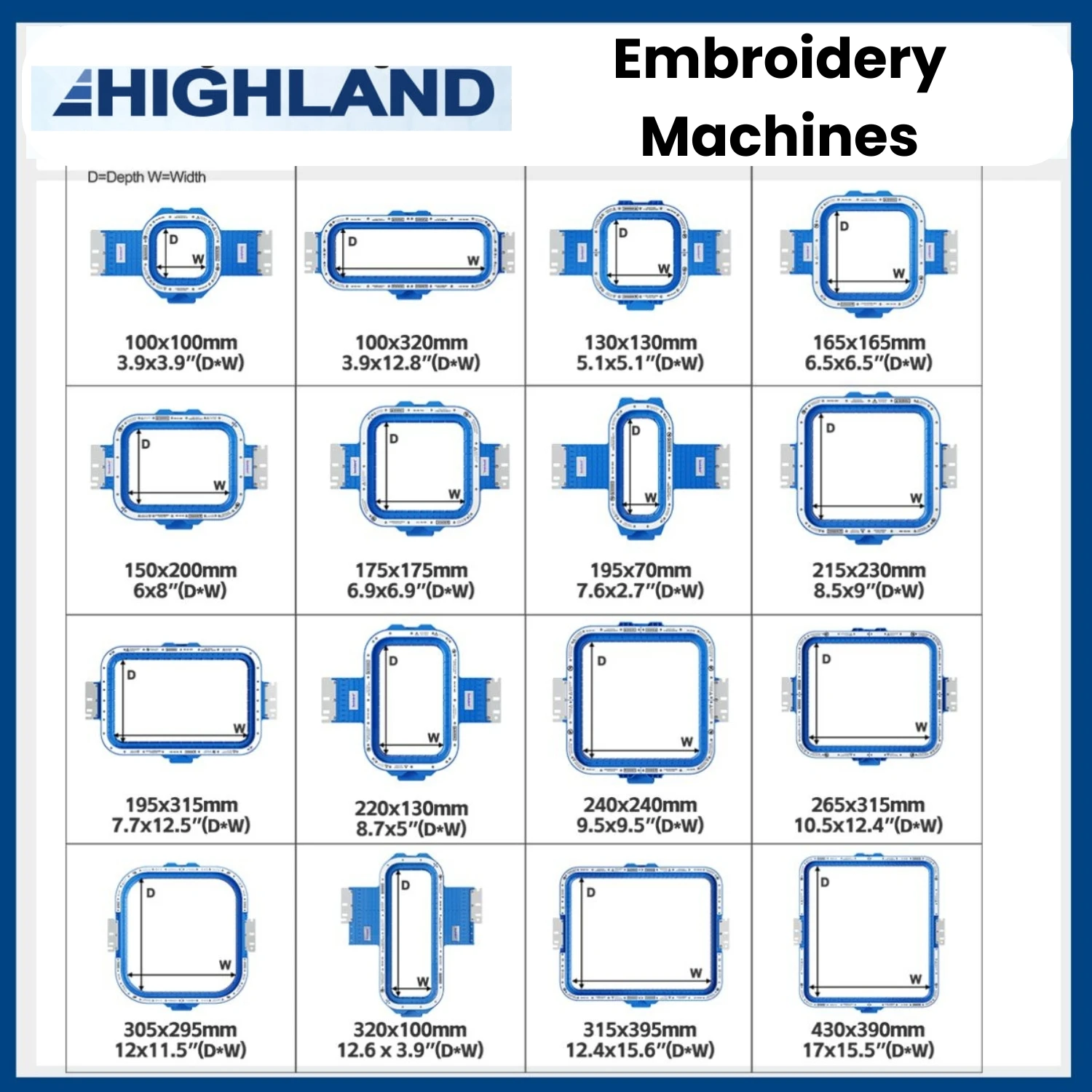 

Embroidery Hoops for HIGHLAND 1501 Breeze HM/E-1501C CT1501 CX1504 Machines Strong Magnetic, Mighty Hoop Frame, Embroidery Hoops