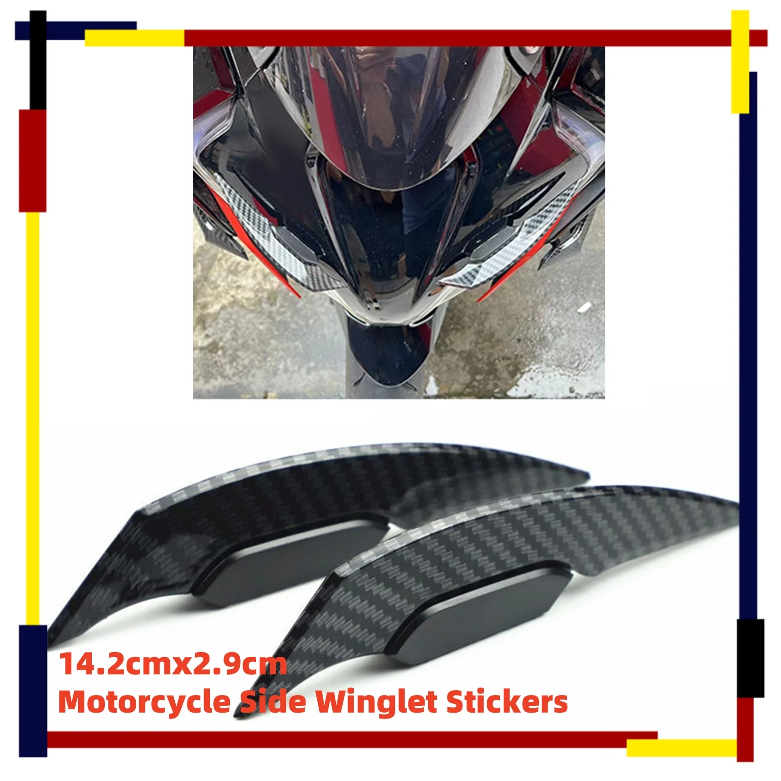 

2 шт., наклейки на дефлектор ветра для мотоцикла, комплект аэродинамического спойлера на крыло, прочный клей, декоративные боковые панели