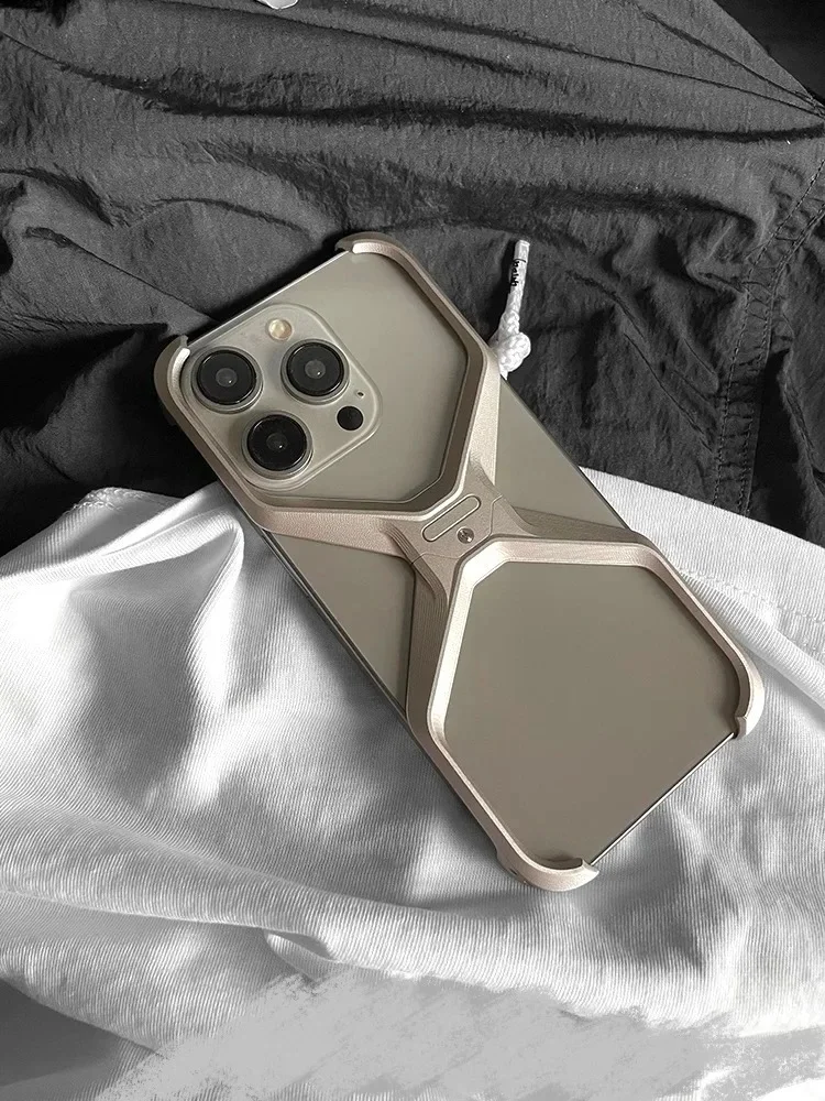 Coque antichoc en aluminium amovible avec dissipation thermique pour iPhone 16 Pro Max, coque de téléphone sans bordure en métal pour iPhone 14, 15, 16 Pro Max