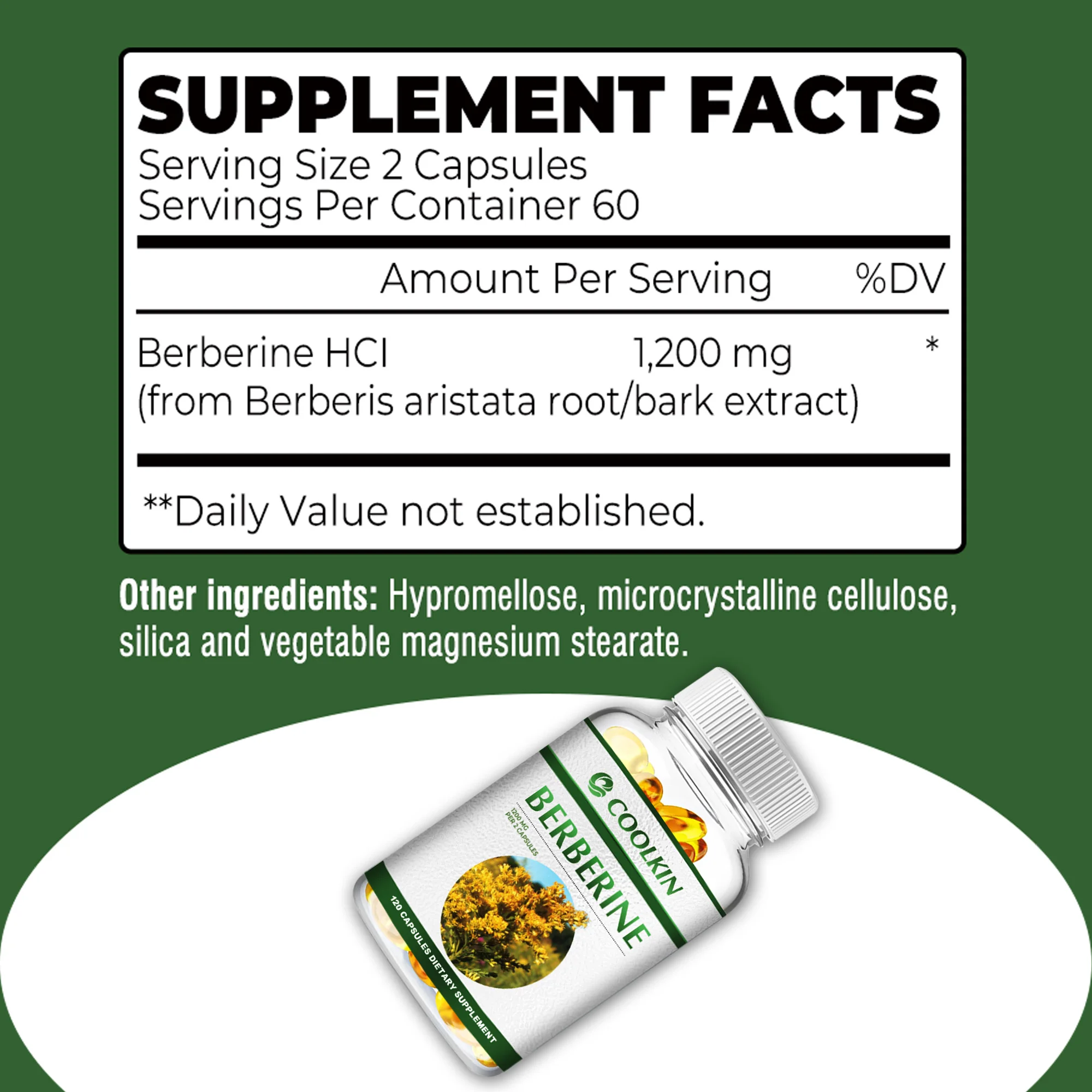 Premium Berberine Capsules- Supports Immune System, Cardiovascular and Gastrointestinal Health, Weight Management - 120 Capsules