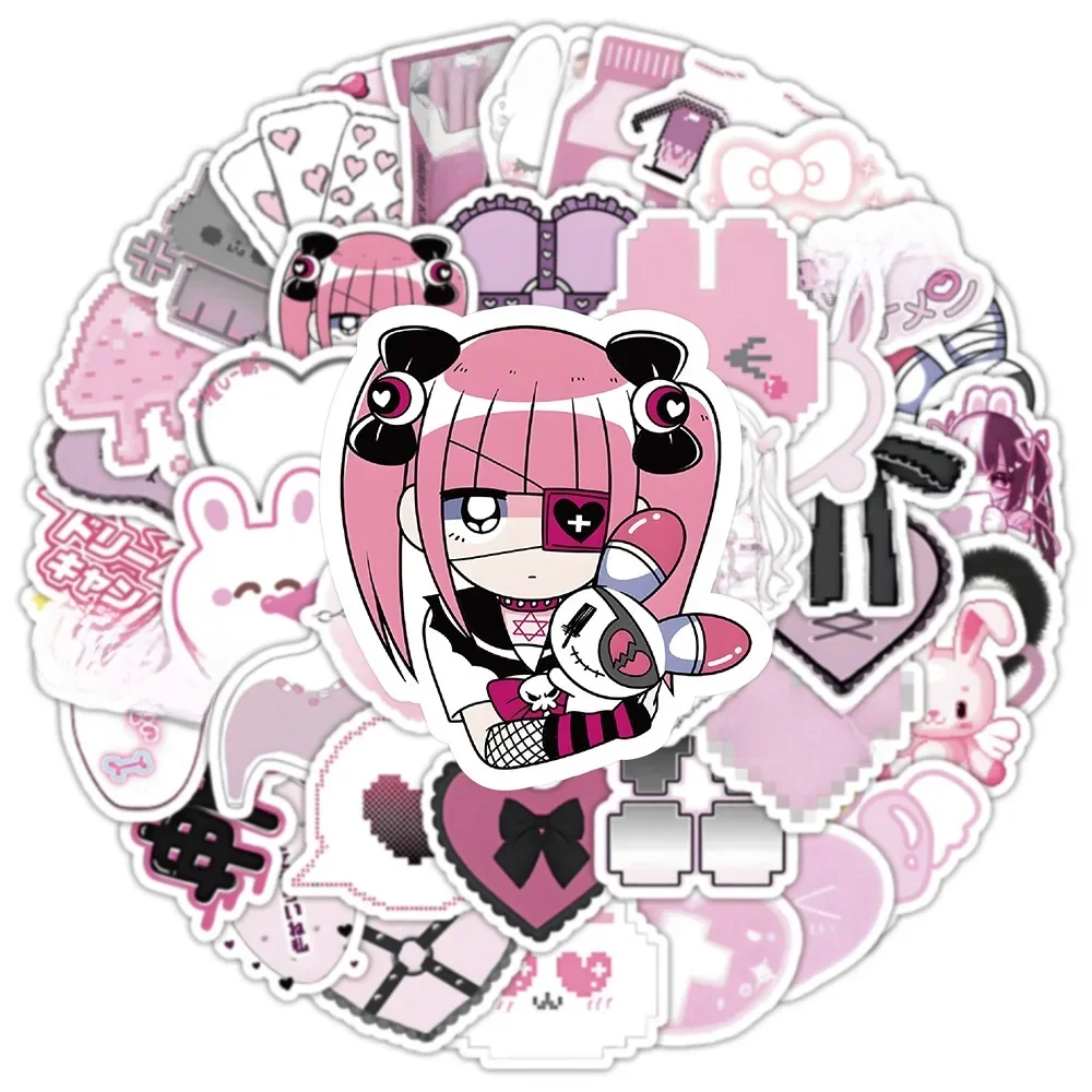 10/50/100 pièces Anime filles Goth sorcière fille autocollants jouet étanche Cool Graffiti Skateboard ordinateur portable moto vinyle Kawaii autocollant