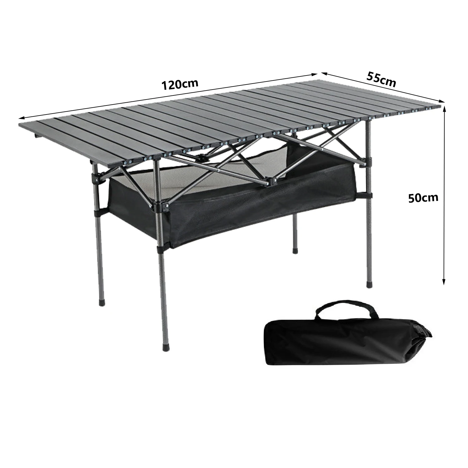 1.2m Picnic Camping Table Outdoor Portable Lightweight Folding Desk With Mesh Bag Beach Trips Barbecue Table Easy To Install