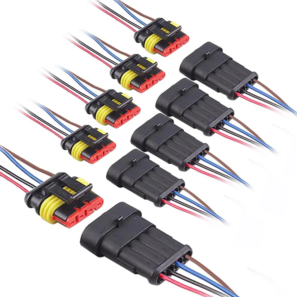 

4 Pin Connector Waterproof,4Pin Way Car Electrical Cable Connector,with Wire 16AWG Marine for Car,Truck,Boat,Motorcycle (5pairs)