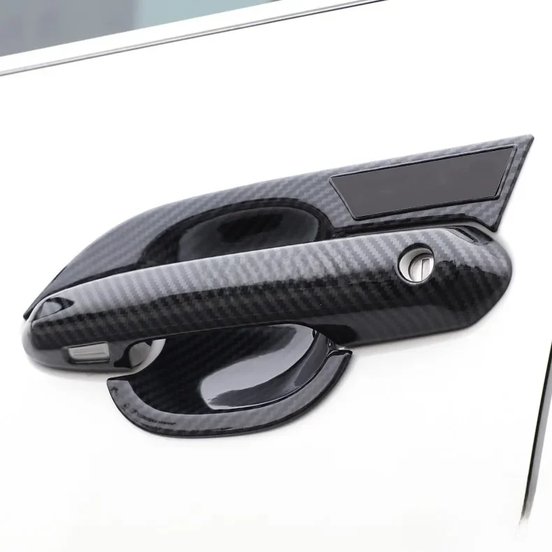 For Toyota Highlander Kluger 2020-2024 Carbon Fiber Car Exterior Door Handle Cover + Surrounds Trims Decor Accessories