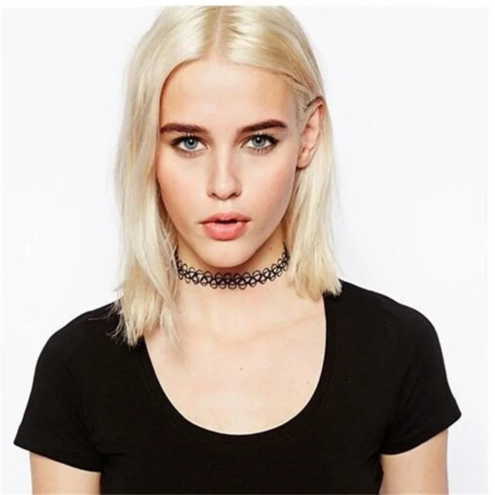 Collier élastique en henné pour femmes, noir, rétro, Vintage, tatouage, ras du cou, Sexy, cadeau de fête, vente en gros