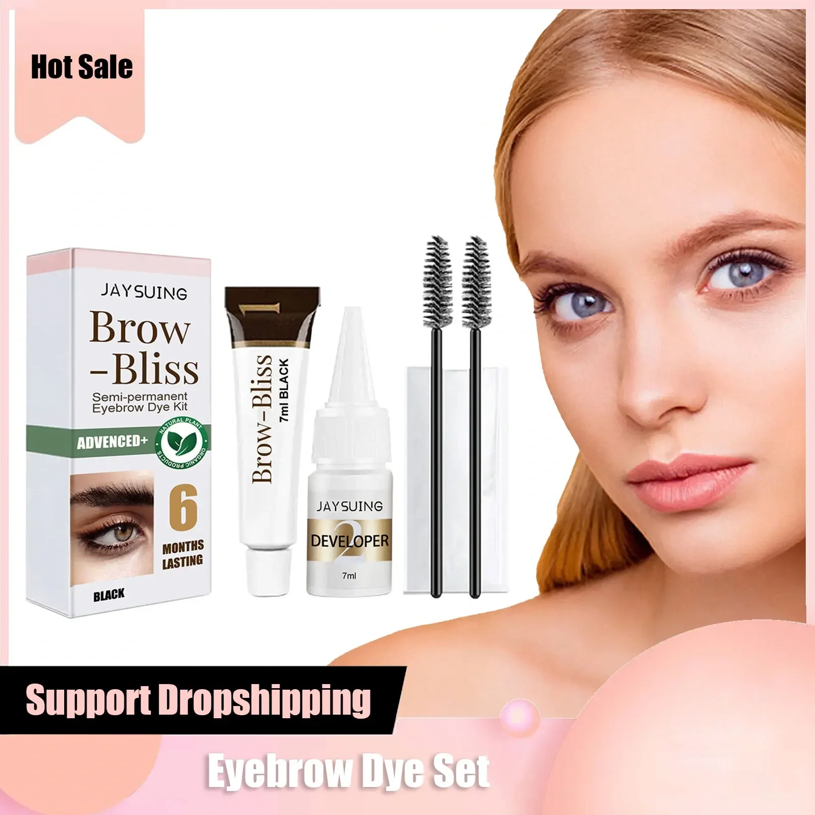 Mascara de teinture pour sourcils 2 en 1, teinte rapide et imperméable, Gel de teinture pour sourcils facile, Kit de teinte pour cils, crème de maquillage durable