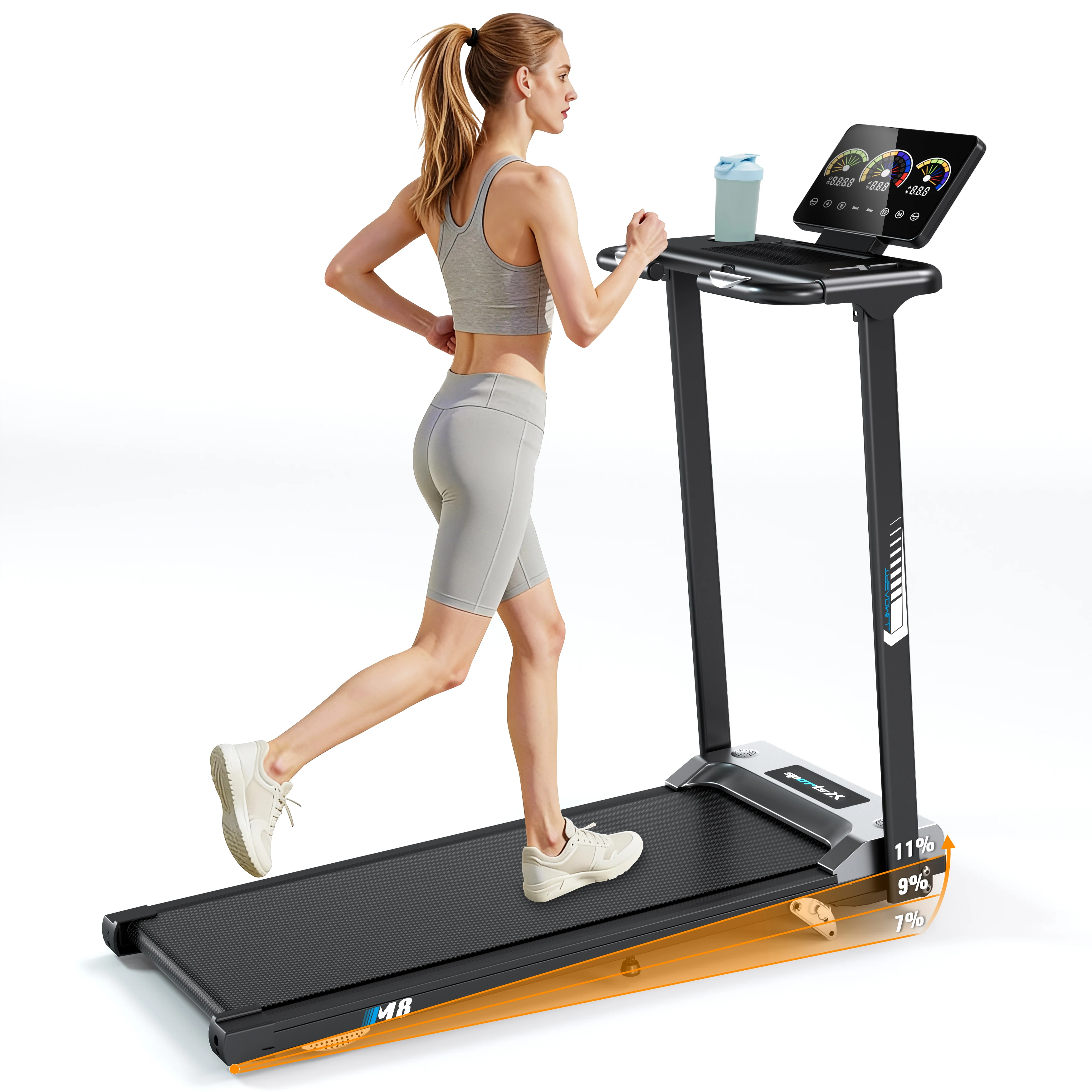 Tapis Roulant Électrique, Inclinaison 11%, Moteur 3,0 CV, Vitesse 1-12 Km/H, Charge 150 Kg, Écran LED.