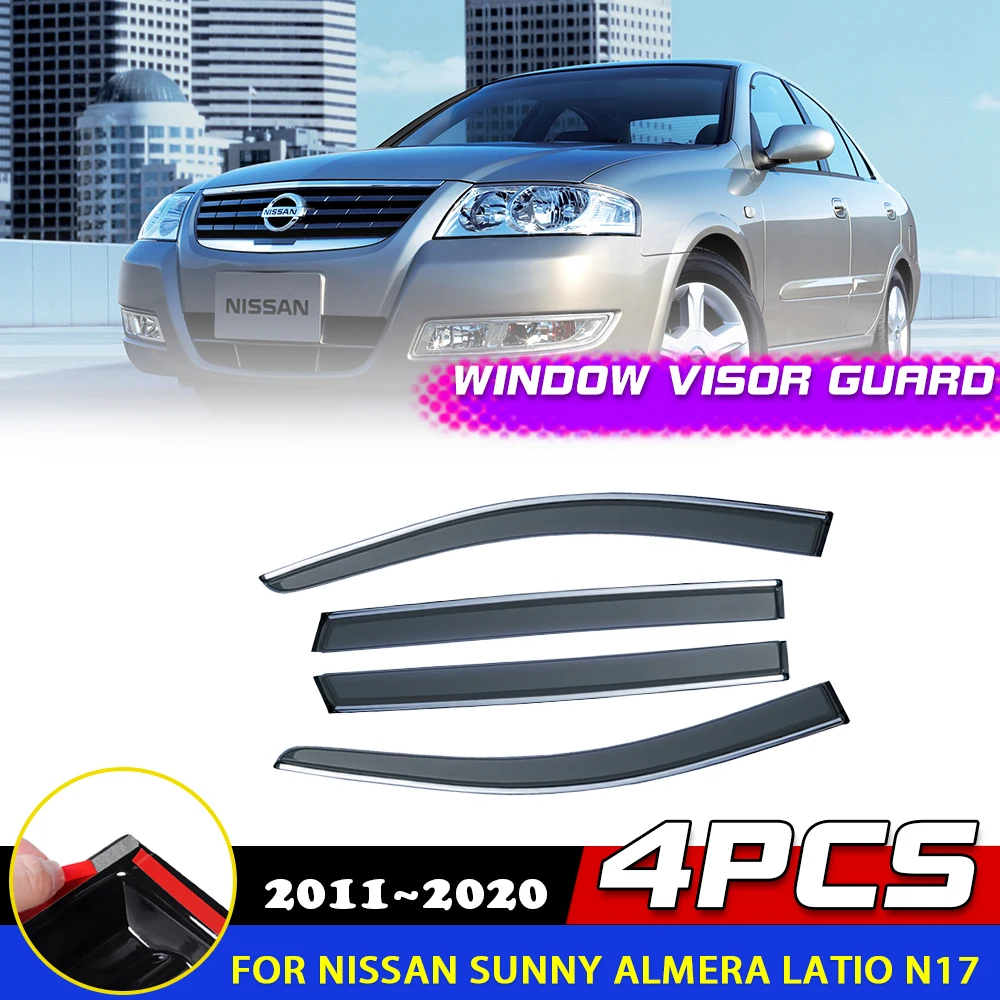 Car Windows Visor for Nissan Sunny Almera Latio N17 2011~2020 2012 Vent Door Awnings Sun Rain Eyebrow Smoke Deflector Accessorie