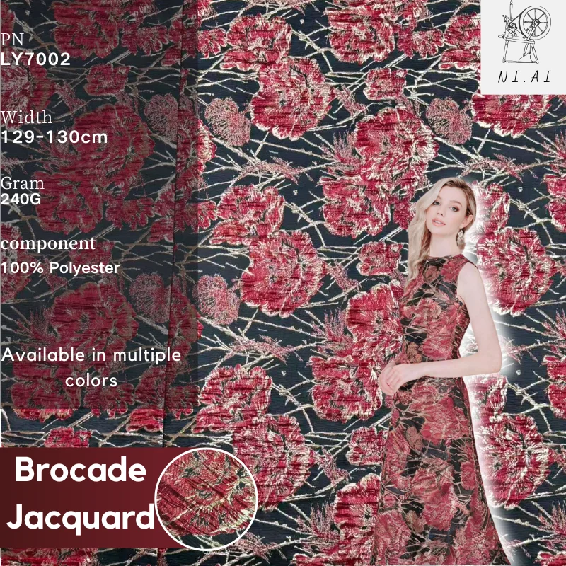 

Высококачественная африканская жаккардовая парчовая кружевная ткань 2025, большая гладкая атласная кружевная ткань с цветочным тиснением для вечернего платья Qipao