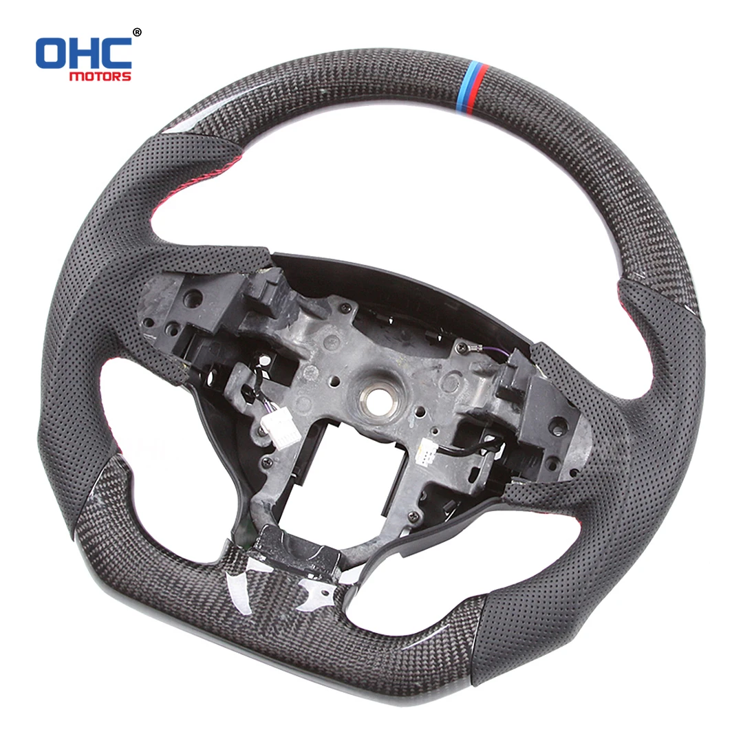 OHC Motors 100% Real Carbon Fiber Steering Wheel for Mitsubishi L200 Sportero Triton 2005 - 2014 Montero Lancer Outlander