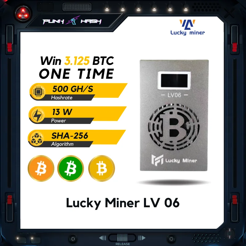 Super Sale Win 3.125 BTC! Lucky Miner Bitcoin Miner LV06 Wifi Hashrate SHA256 500Gh/s BTC SoloMining Machine Silent for Home