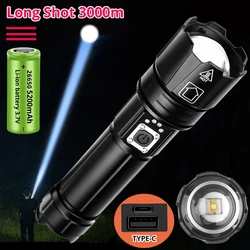 9900000LM Most Powerful LED Flashlight 5000 Watts USB Rechargeable Torch Light 8000 Meter High Power Flashlight Tactical Lantern