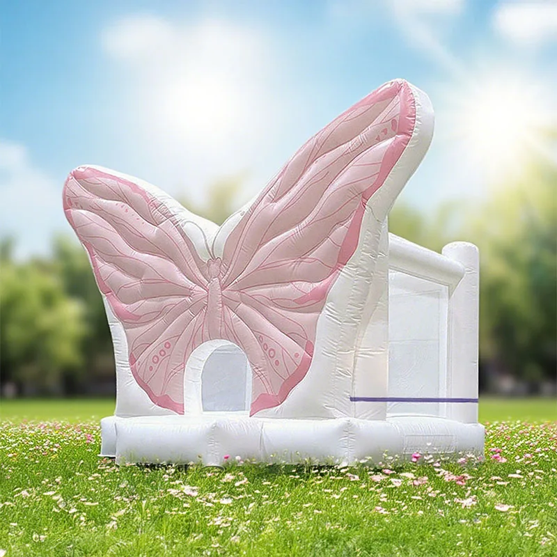 منزل حارس على شكل فراشة قابل للنفخ، قلعة صغيرة للأطفال قابلة للنفخ من مادة PVC هدية عيد ميلاد للأطفال الصغار، منزل ترتد أبيض، لعب ناعم