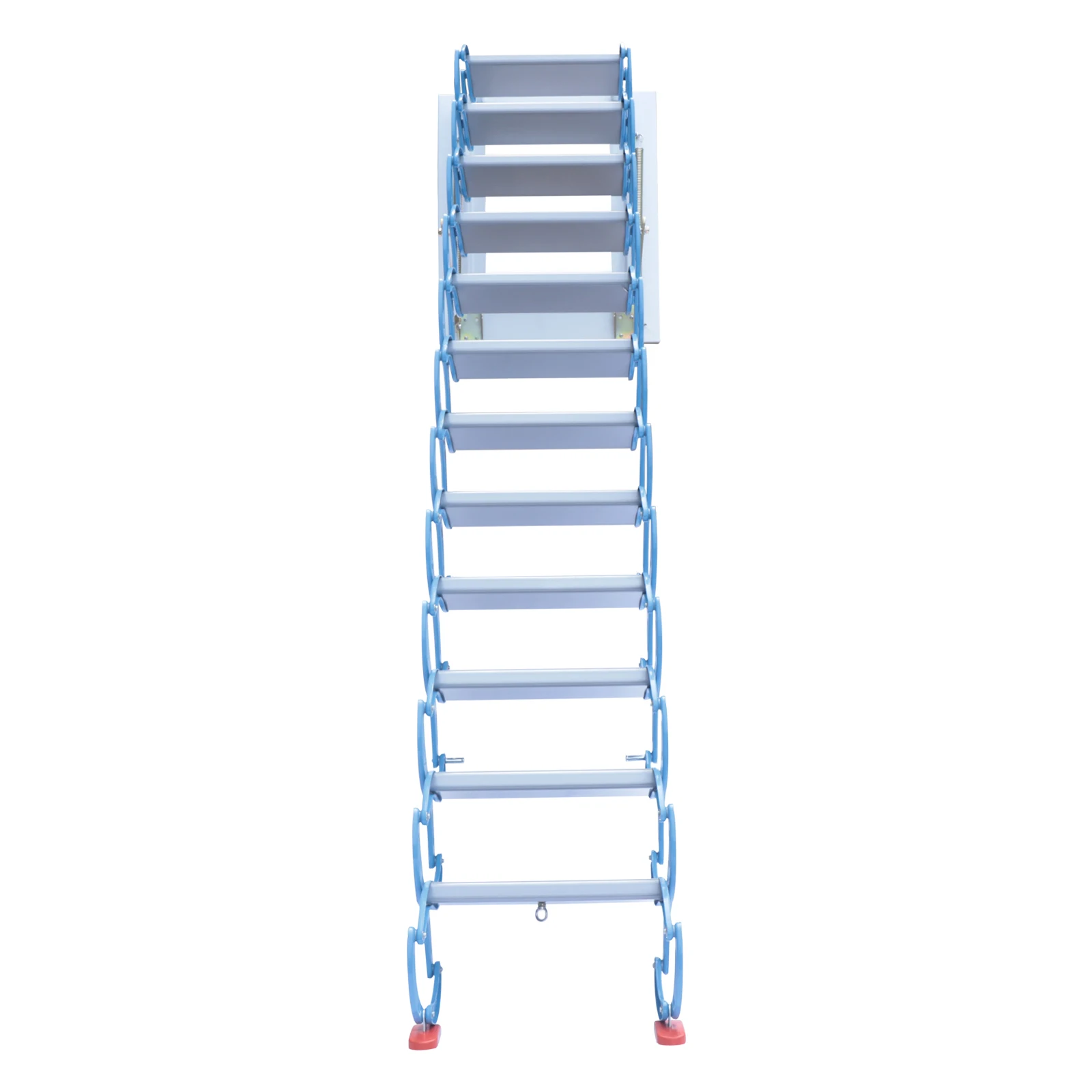 Pull Down 12 Steps Attic Stairs, Alloy Attic Access Ladder, Blue Pulldown Attic Stairs, Wall-mounted Folding Stairs for Attic