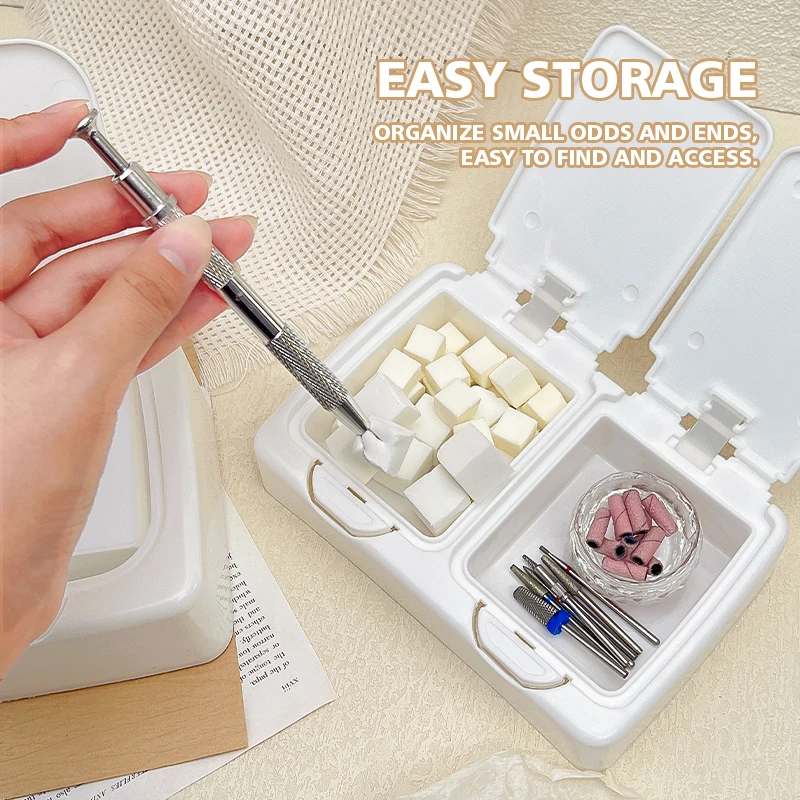Caja organizadora de almacenamiento para estudio de uñas, caja de almacenamiento de escritorio, Mini hisopo de algodón emergente con tapa, plástico de algodón cosmético a prueba de polvo