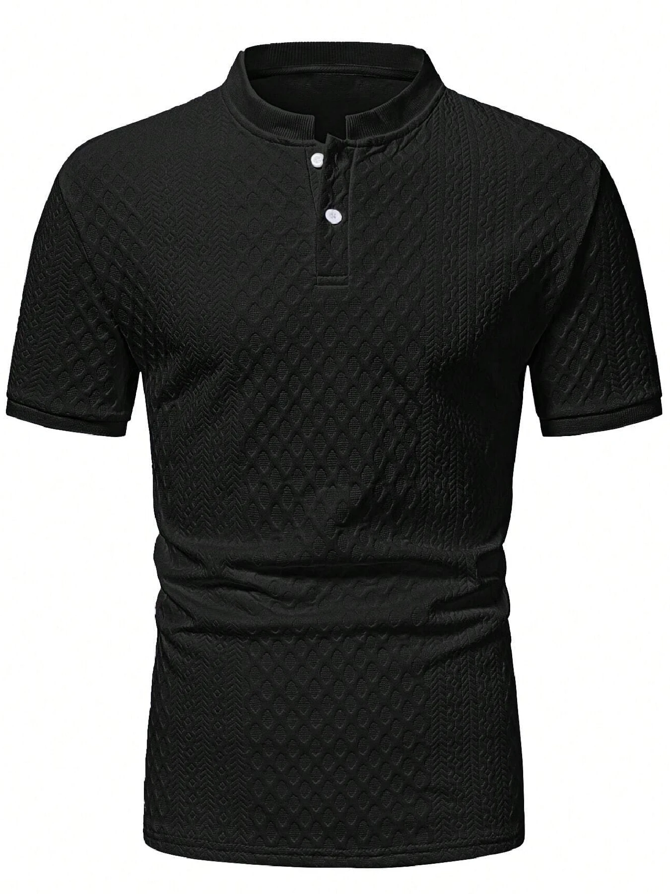 Lässiges Herren-Poloshirt, weich und bequem, einfarbig und schlichtes Design, italienischer Lochmusterdruck, geeignet für Outdoor-Sport. – Detail 10