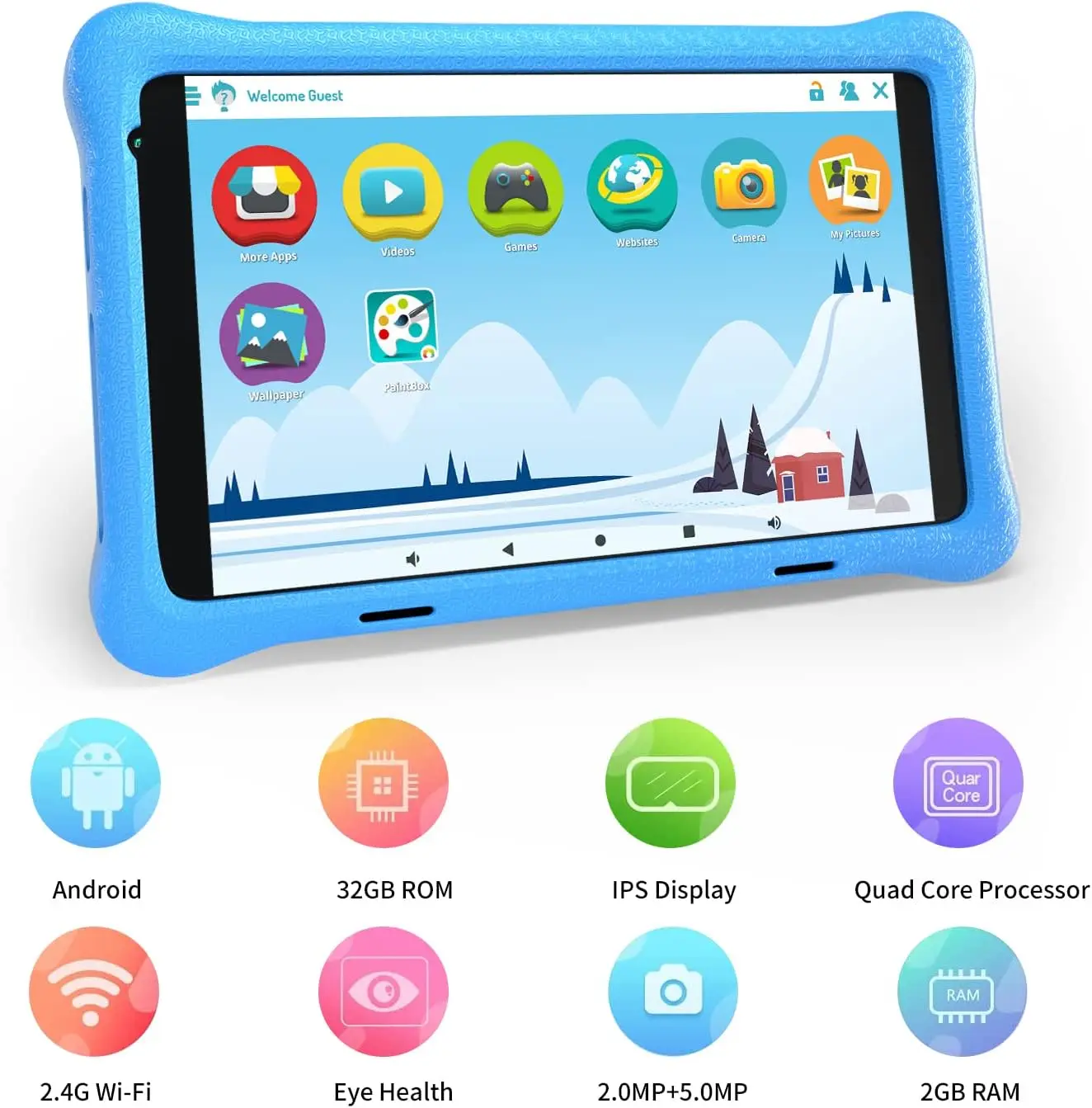 TK801 Tablet Protezione per gli occhi quad-core da 8 pollici per bambini 2 GB RAM 32 GB 1 TB Espandibile WiFi Bluetooth