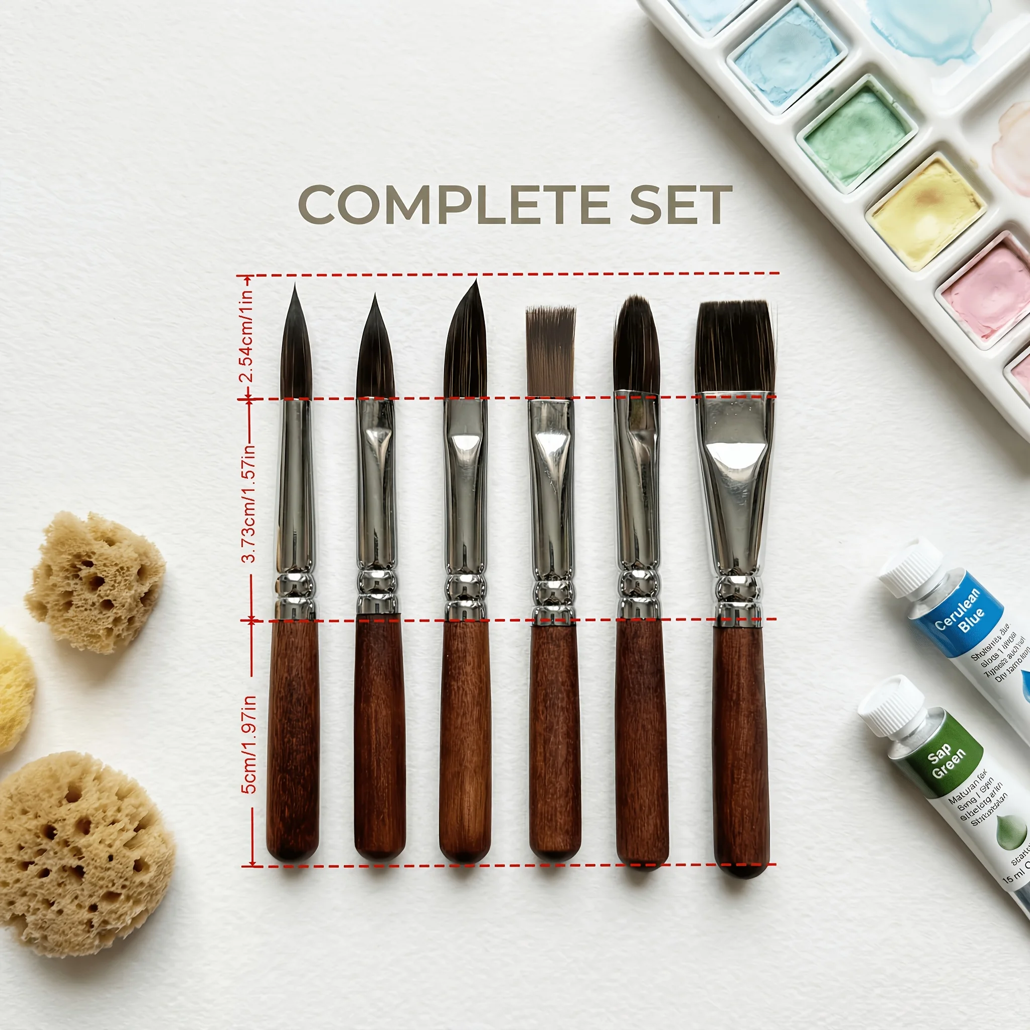 Short-Handled Watercolor Brush Set – Professional-Grade Synthetic Brushes for Acrylic & Gouache Detailing – Travel Art Brush Set