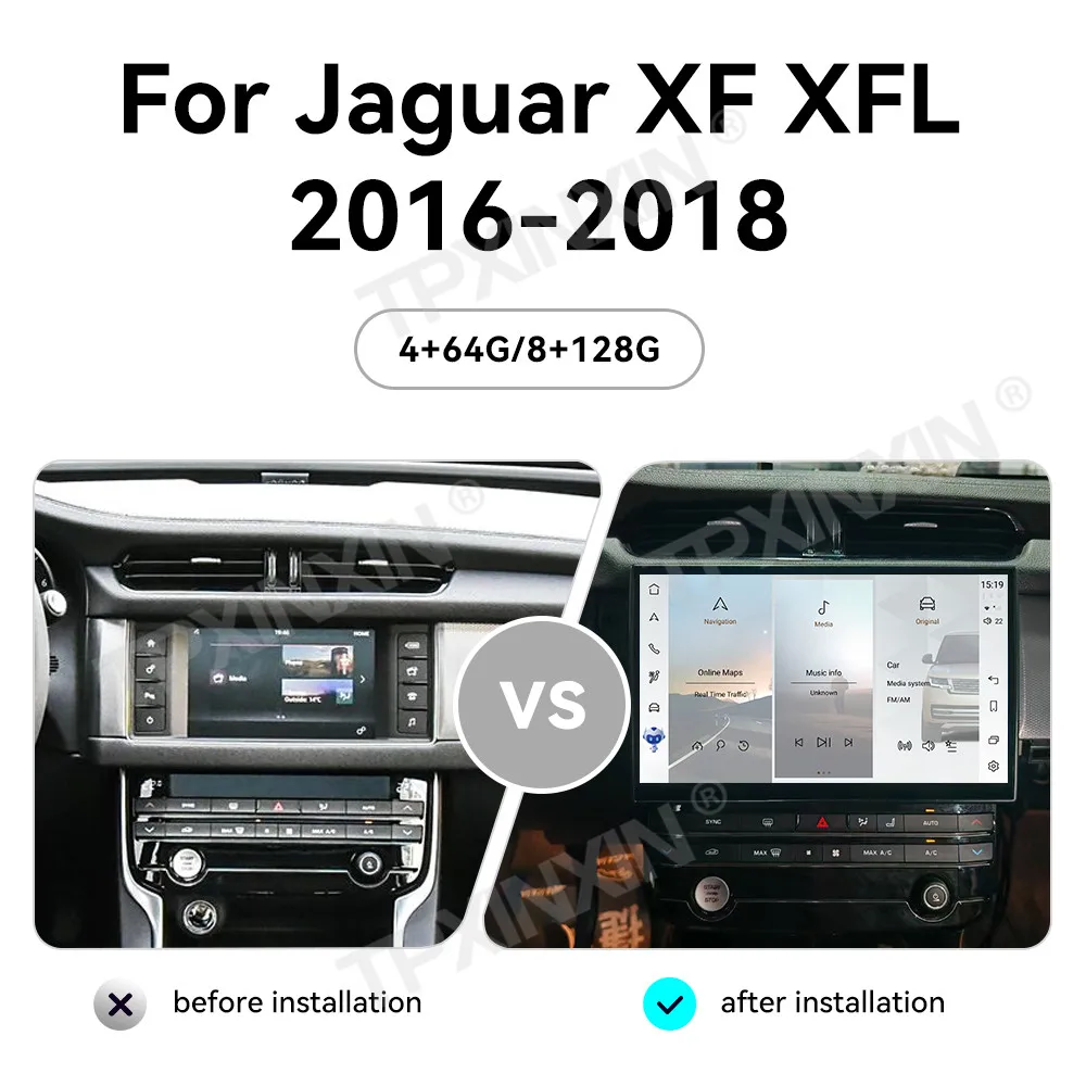 Android 13 Touch Screen Car Multimedia Player 11.4” For Jaguar XF XFL X260 2016 2017 - 2019 GPS Navigation Carplay Radio Stereo