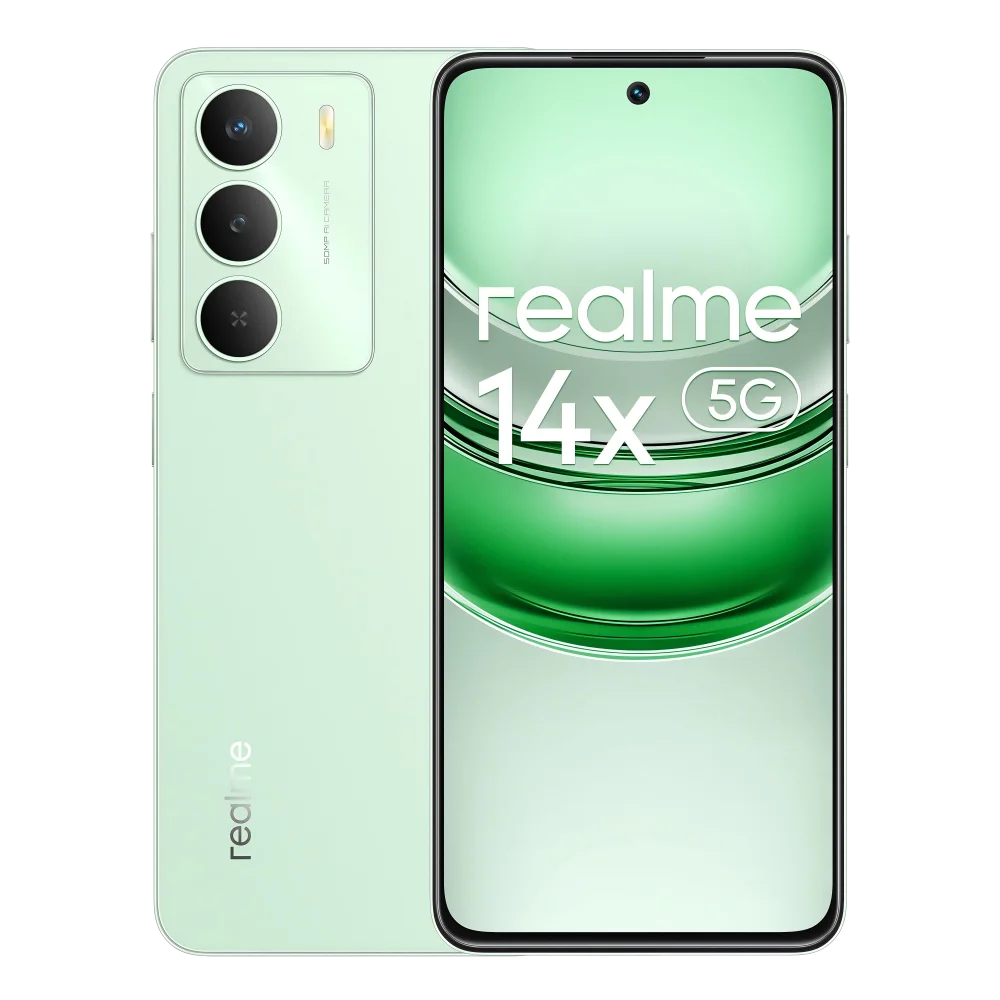 Smartphone Realme 14X 5G 8GB 256GB, Pantalla de 6.67″ y 120Hz, Procesador Mediatek Dimensity 6300 de Ocho Núcleos, Batería de 5000mAh, Cámara IA de 50MP, NFC IP64 Android 15 9