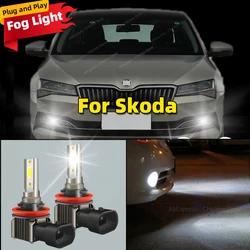 2Pcs LED Car Front Fog Light Lamps 6000K Bulb For Skoda Fabia Superb 2 3 Octavia a5 a7 Rapid Scala Yeti Kodiaq Karoq Accessory