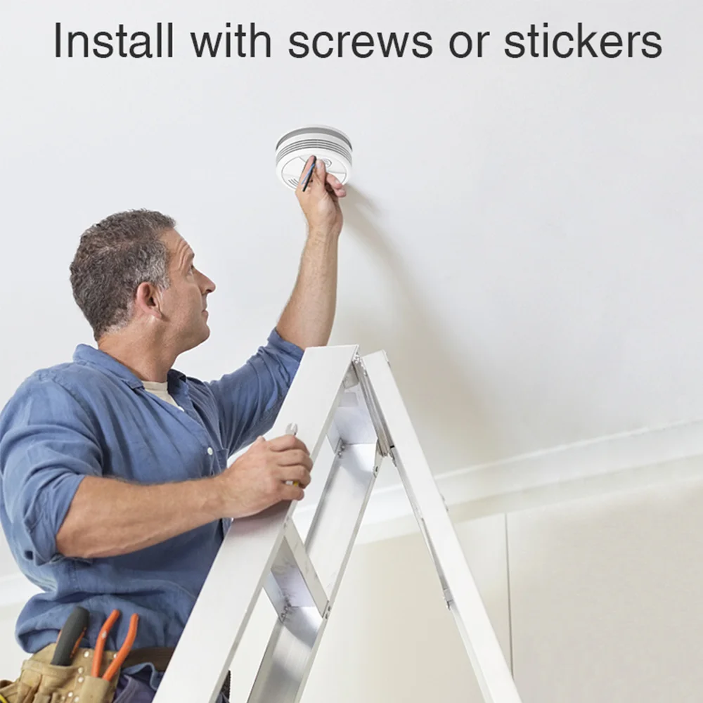 CPVAN Tuya Smoke Detector WiFi Wireless Smart Life Fire Alarm 95dB Sound Alert Home Security Protection APP Push Smoke Sensor