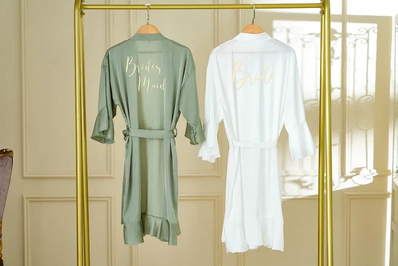 

Personalized Ruffle Robes Bride Bridal Party Wedding Robes Monogram Flower Girl Bridesmaid Gifts Bride Robes Custom Bridesmaid
