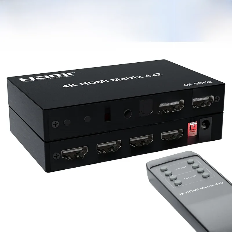 Commutateur True Matrix HDMI 4K 2x4 4x2, séparateur de commutateur vidéo HDMI 2 en 4 sorties avec extracteur Audio optique et R/L Dolby HDCP2.2