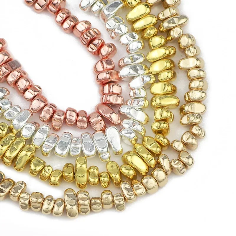 AliExpress JHNBY Rose Gold Colour Hematite Irregular Gravel Natural Stone 4~10mm Spacer Loose Beads For Jewelry Making Bracelet DIY Accessories