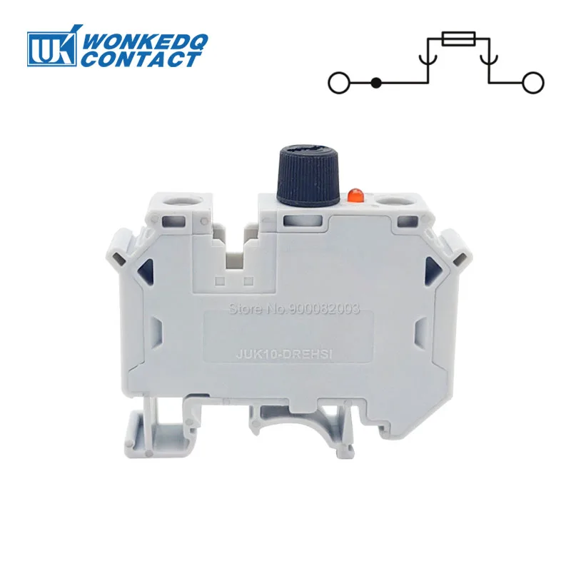 5Pcs UK10-DREHSI Electrical Connector 24V/220V LED 1A/2A/4A/6A/10A Fuse UK10 Screw Cap Din Rail Terminal Block UK 10-DREHSILED