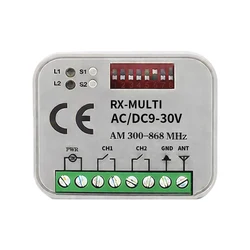 RX-MULTI Receiver Controller AC/DC 9V-30V 2CH 300MHz to 868MHz 433MHz Garage Door Opener / Gate Remote Control Receiver Switch