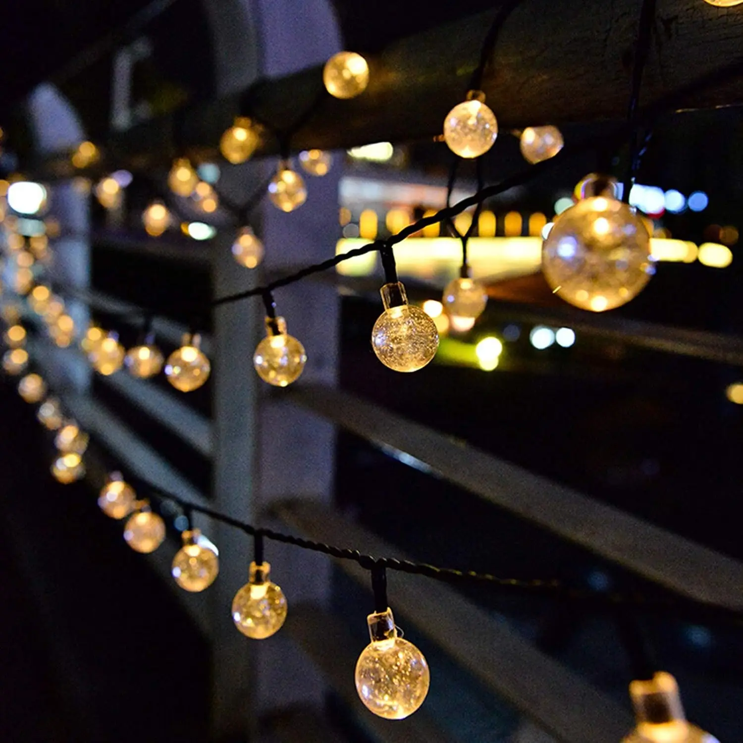 Luzes solares da corda 20-200 led globo de cristal luzes solares ao ar livre ip65 à prova dip65 água com 8 modos jardim árvore festa de natal decoração