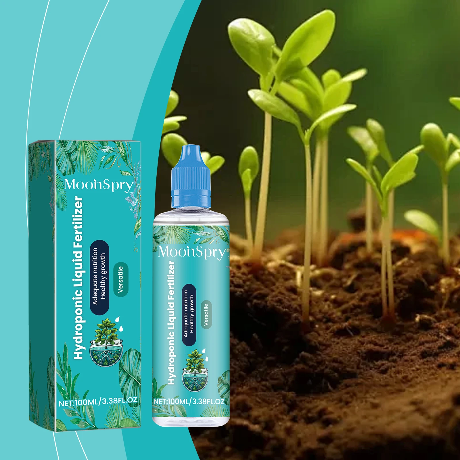 Moonspry 100 مللي الأسمدة السائلة المائية الورقة الخضراء زهرة النمو المغذيات الملحق الأسمدة النباتية محلول المغذيات