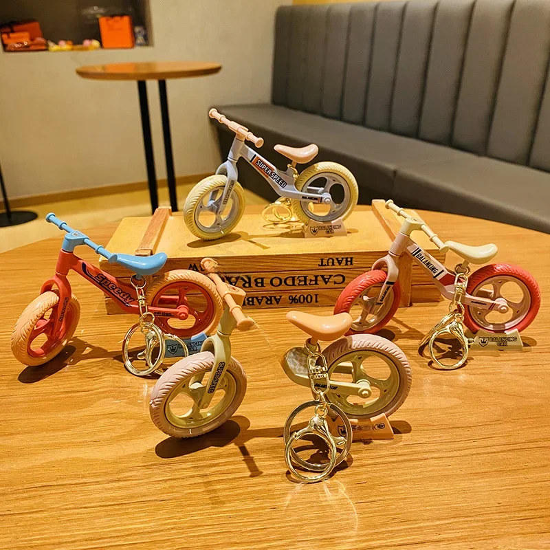 AliExpress Cartoon Toy Bicycle Keychain Multi-colored Plastic Bike Metal Key Ring for Women Girls Car Handbag