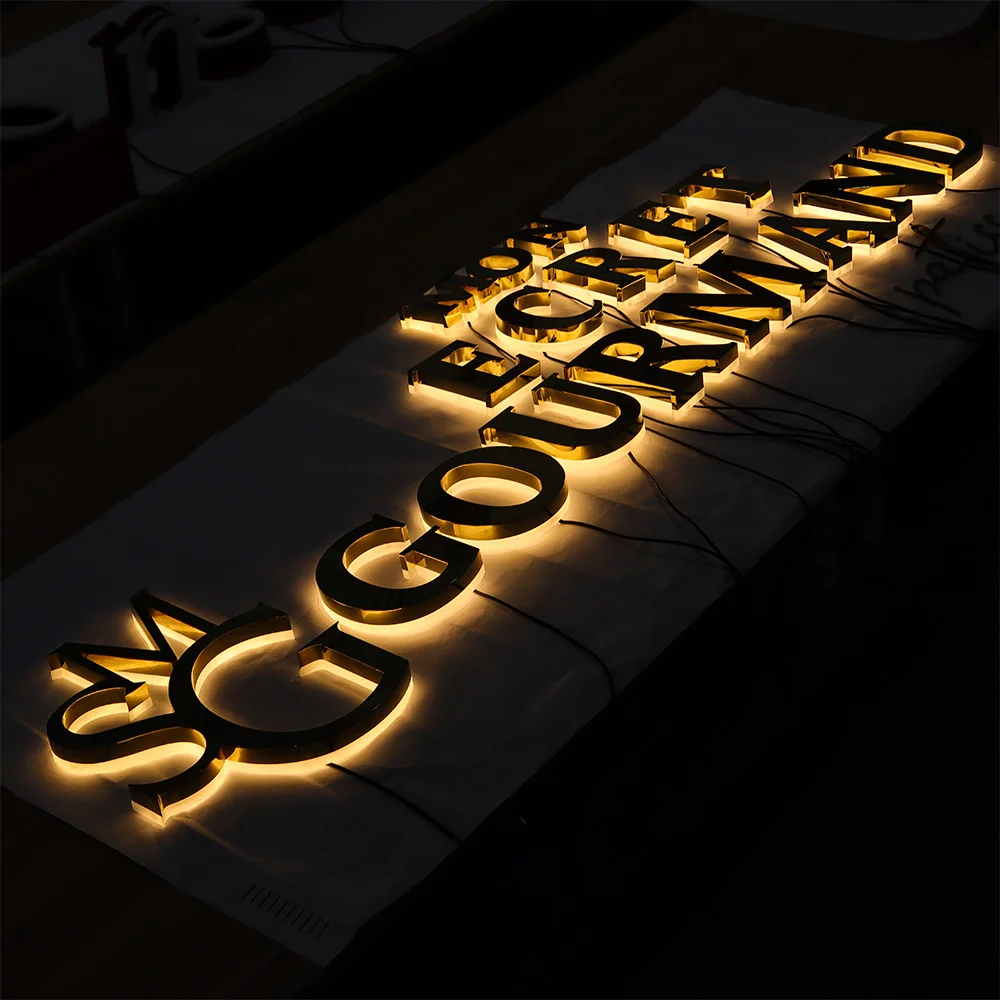 

Custom Advertising LED Acrylic Neon Letters Stainless Steel Letter Backlit Sign Light up Letter LED 3D Sign