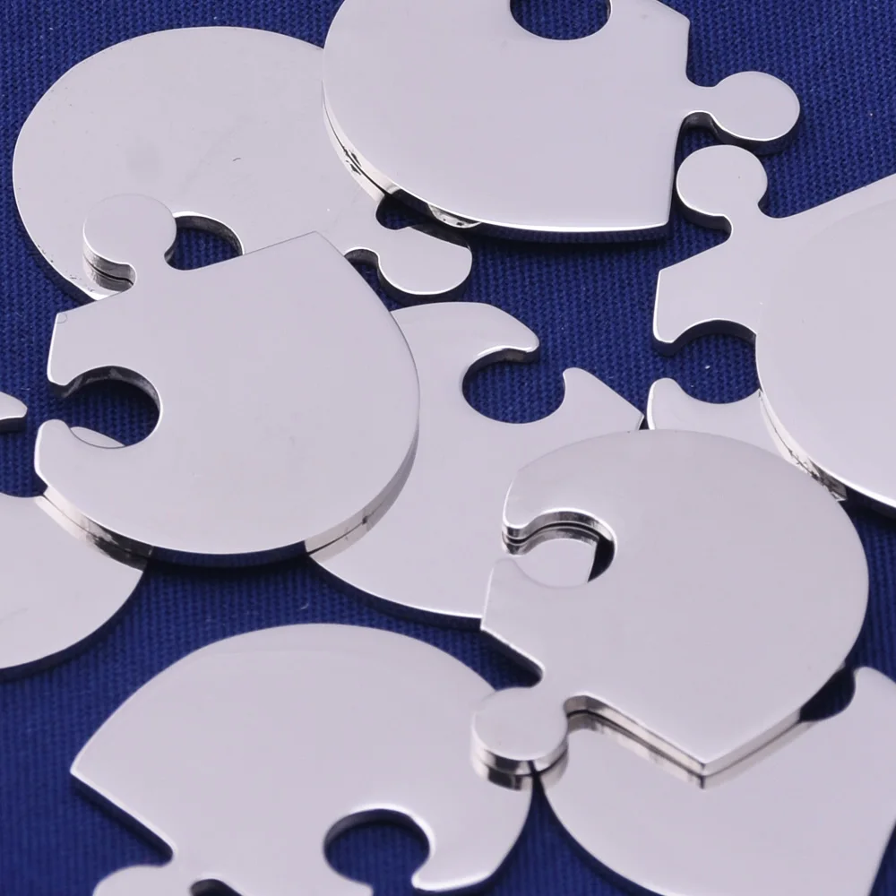 10 Stainless Steel Puzzle Piece Broken Heart Stamping Blank,Heart Puzzle,tibetara®,About 7/8