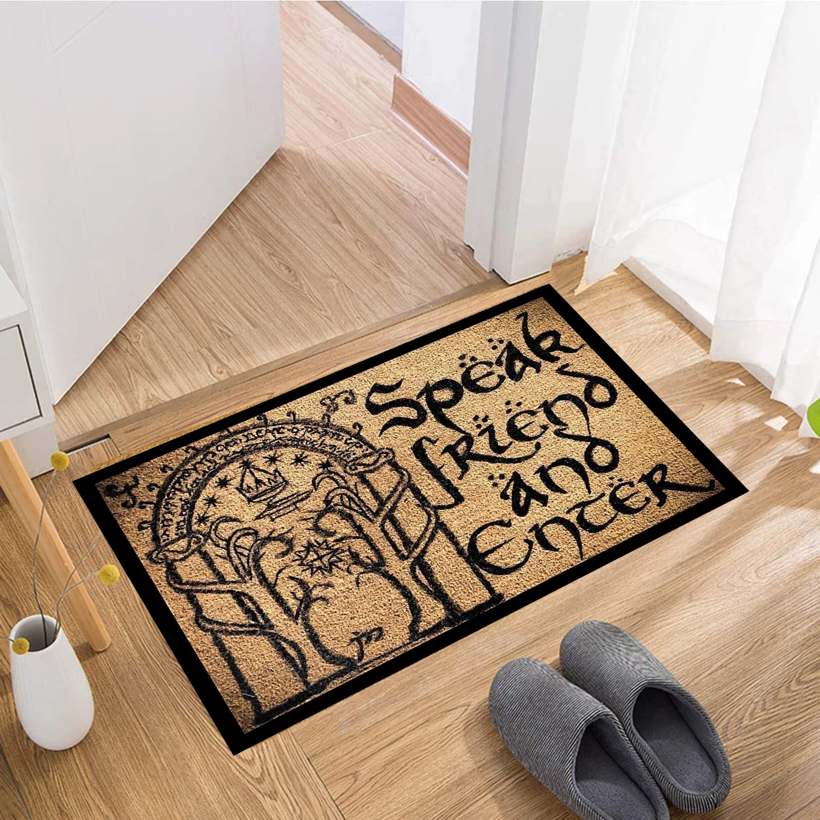 Speak Friend and Enter Funny Rubber Doormat, Non Slip Lord of the Rings Floor Mat, Indoor Porch, Patio, Holiday Rug, Home Decor