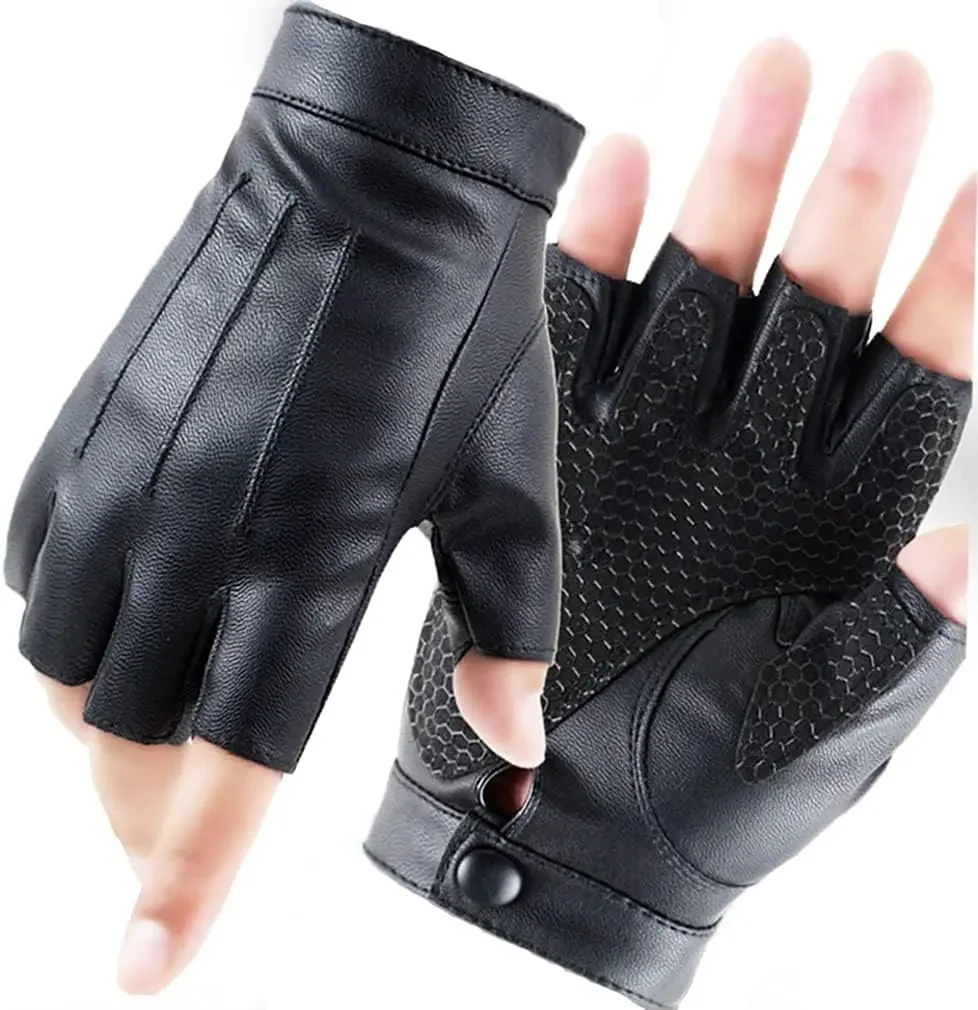 AliExpress NONE YANBIGUO Half Finger Driving PU Leather Motocycle Gloves Outdoor Sport Faux Half Finger with Anti-slip Layer Glove for Men Women