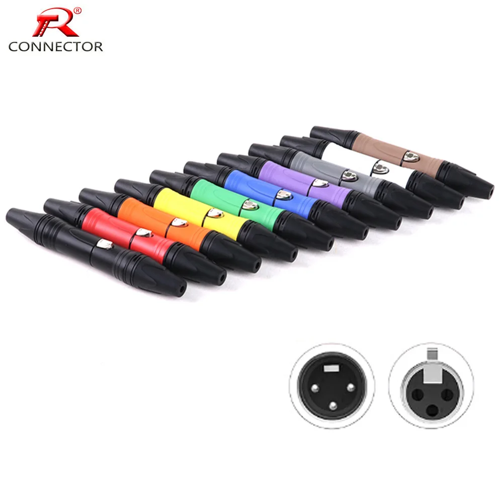 8pcs/4sets Colorful 3Pin XLR Male+Female Jack Adapter Audio Wire Connector Cannon MIC Cable Terminal Plug,10 Colors available
