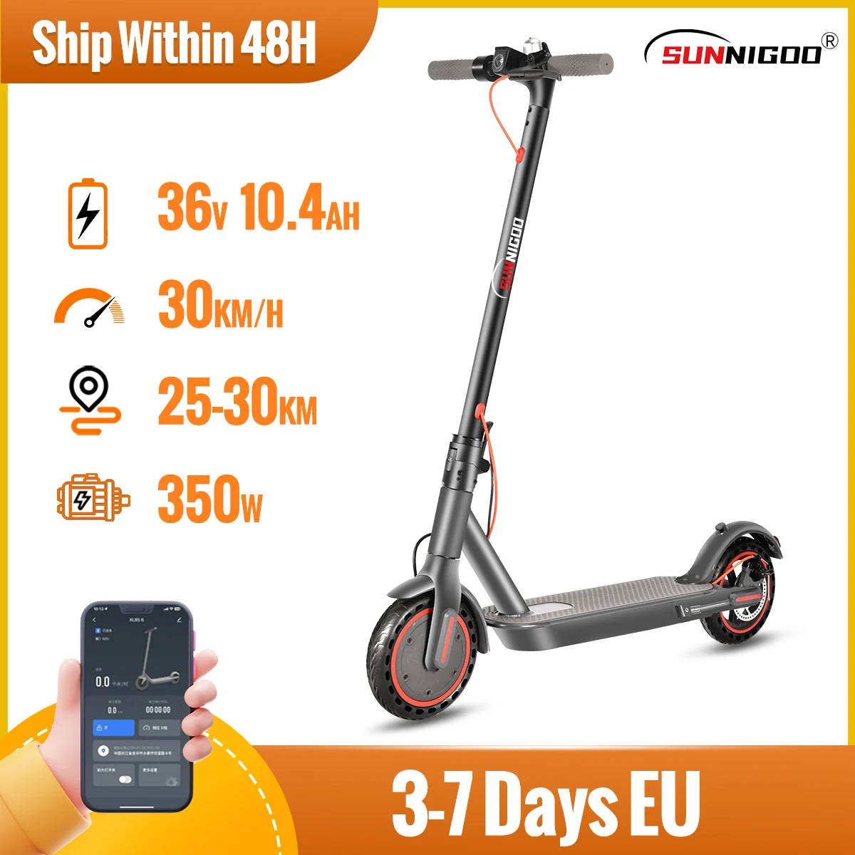 SUNNIGOO N7MAX 10 inch elektrische scooter 500 W motor Dubbele schokabsorptie scooters voor volwassenen 35 km/u 12,5 Ah 40 km bereik EScooter