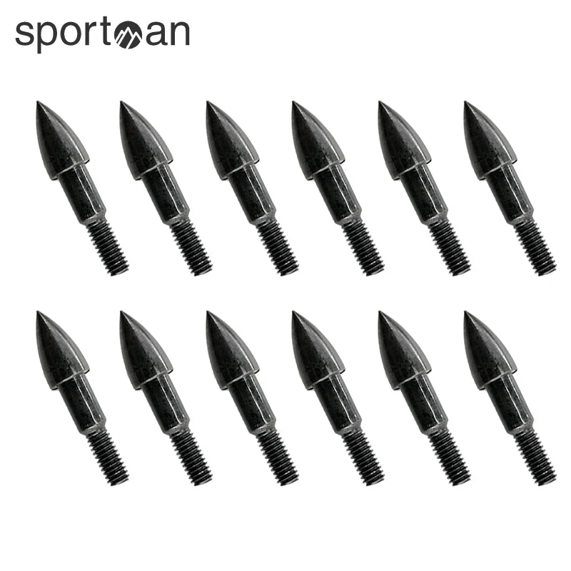 

12pcs Archery Arrow Tips 75/100/125 Grain ID6.2mm Field Tips Screw in Bullet Points , Archery Target Crossbow Practice Tip