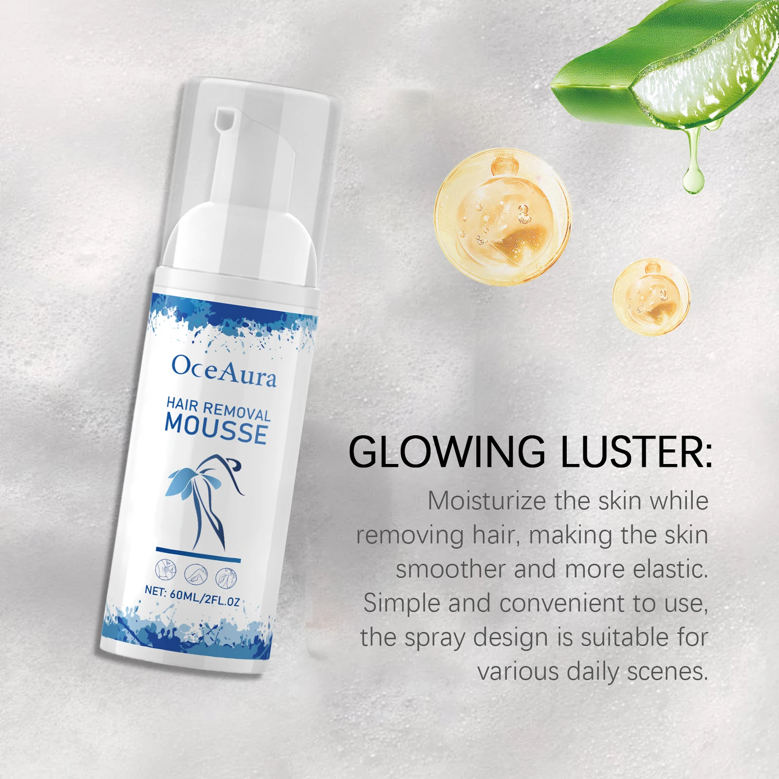 Oceaura إزالة الشعر موس لطيف إزالة الشعر غير مزعجة المسام يتقلص تحسين النعومة ترطيب مزيل الشعر موس #4
