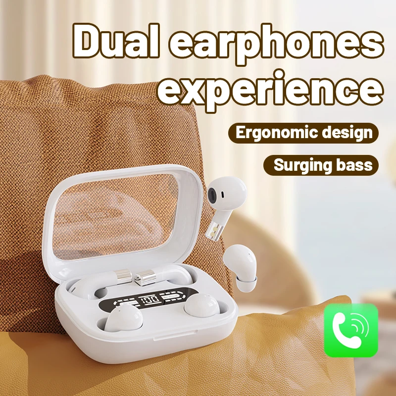 

White TWS Bluetooth 5.3 Headphones Couple Wireless Earphones HD Stereo Sports Waterproof Four Earbuds Headset All Smartphones