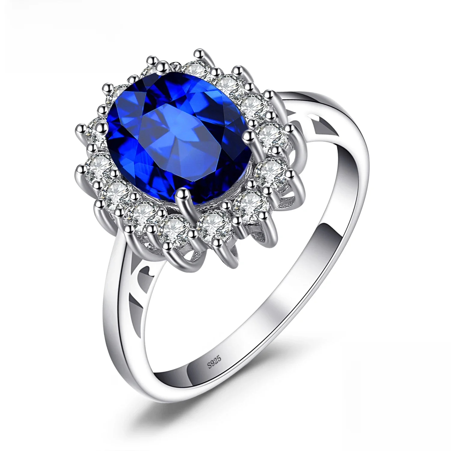 JewelryPalace księżna Diana utworzono niebieski szafir 925 srebro pierścionek zaręczynowy rubin naturalny ametyst cytryn niebieski Topaz — zdjęcie 2