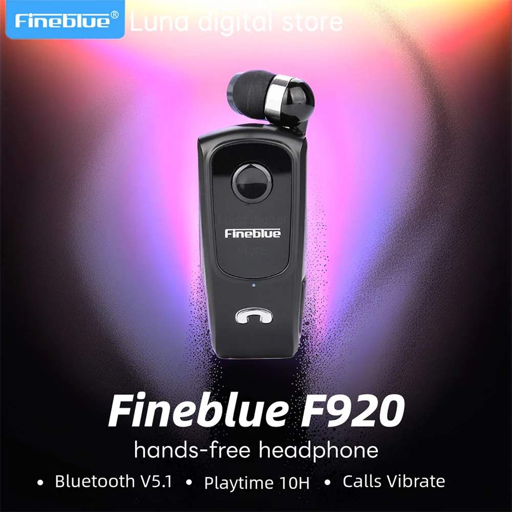 Fineblue F920 Wireless Earphone Bluetooth Headset Heaphones in Lotus with Wire Clip Ears Handsfree Earbuds Retractable Earphones