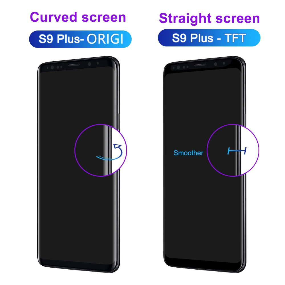 100% Tested TFT For Samsung S9 Plus G965 G965F LCD Display Touch Screen with Frame, For Galaxy S9+ Display Replacement