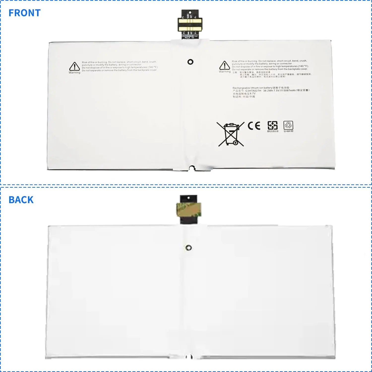 Imagem -06 - Dxt-bateria do Portátil para Microsoft Surface Pro 1724 12.3 7.5v 38.2wh 5087mah Ferramentas Gratuitas G3hta027h Dynr01 Novo